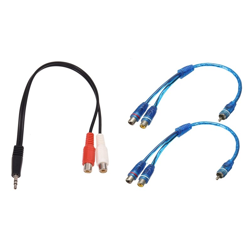 3.5mm ׷    2 RCA  ̺ 2 Pcs RCA  Y й   ̺